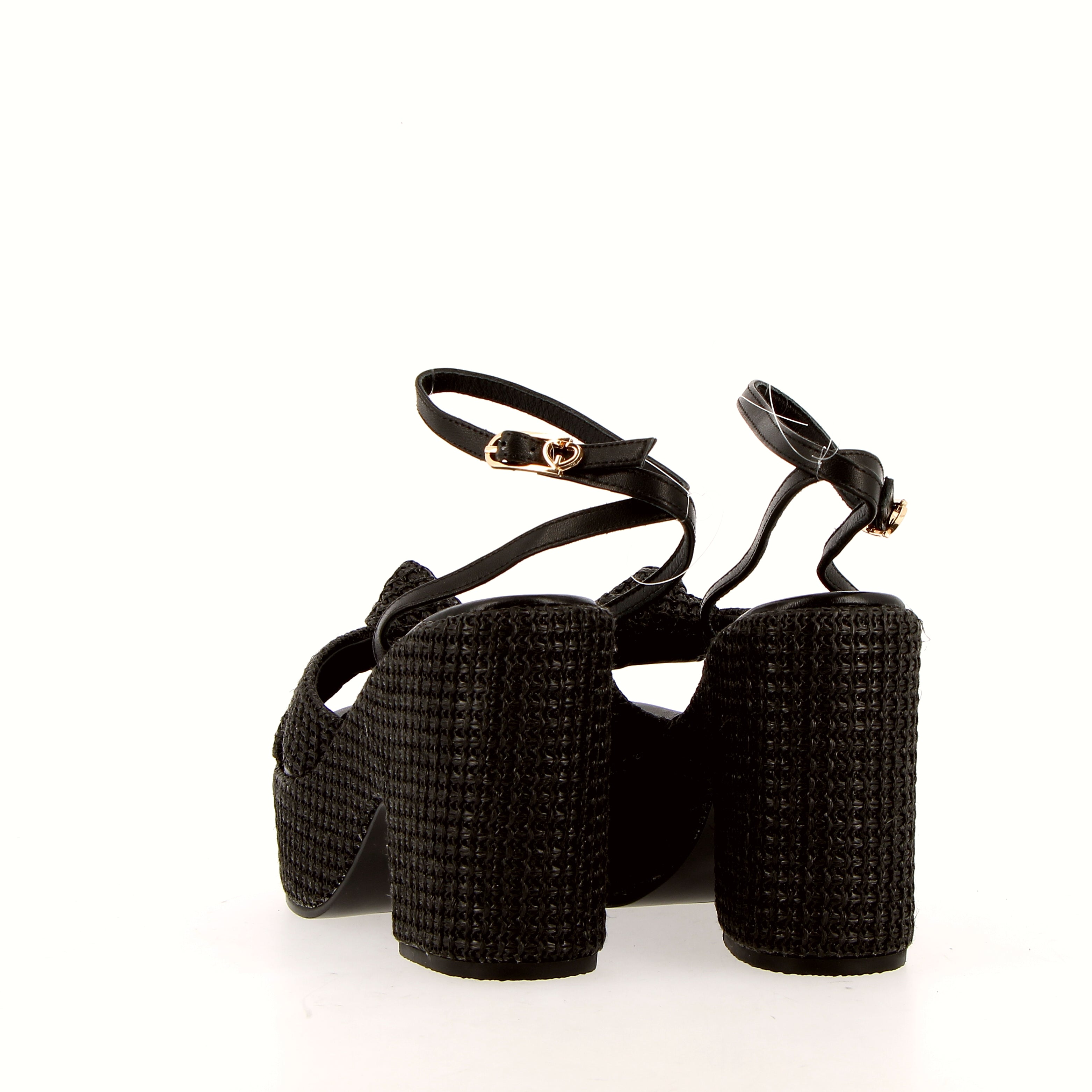 Black raffia sandal with platform