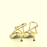 Sandalo in pelle platino a treccine