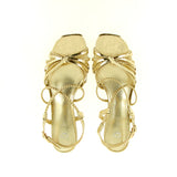 Sandalo in pelle platino a treccine