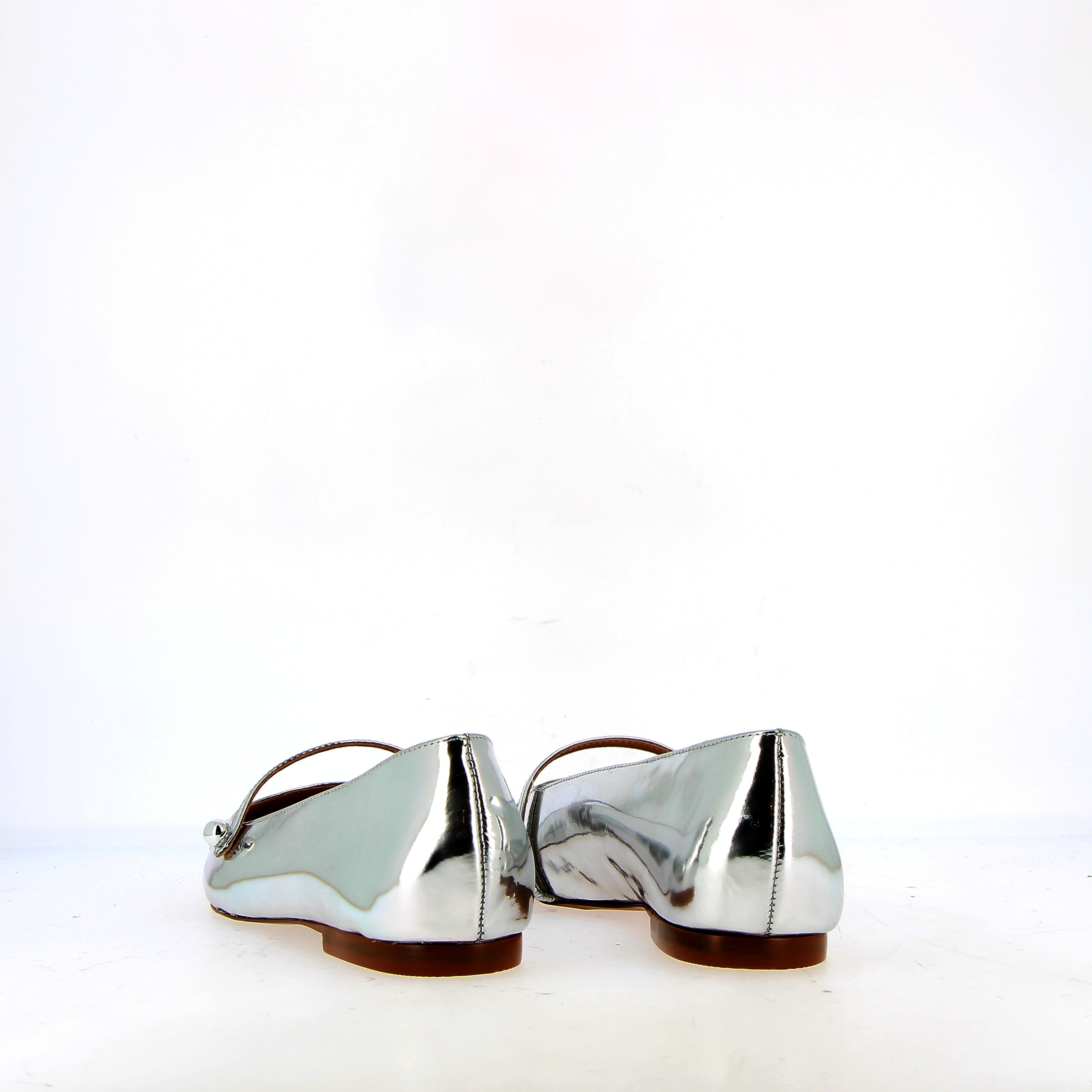 Ballerina con cinturino in pelle silver