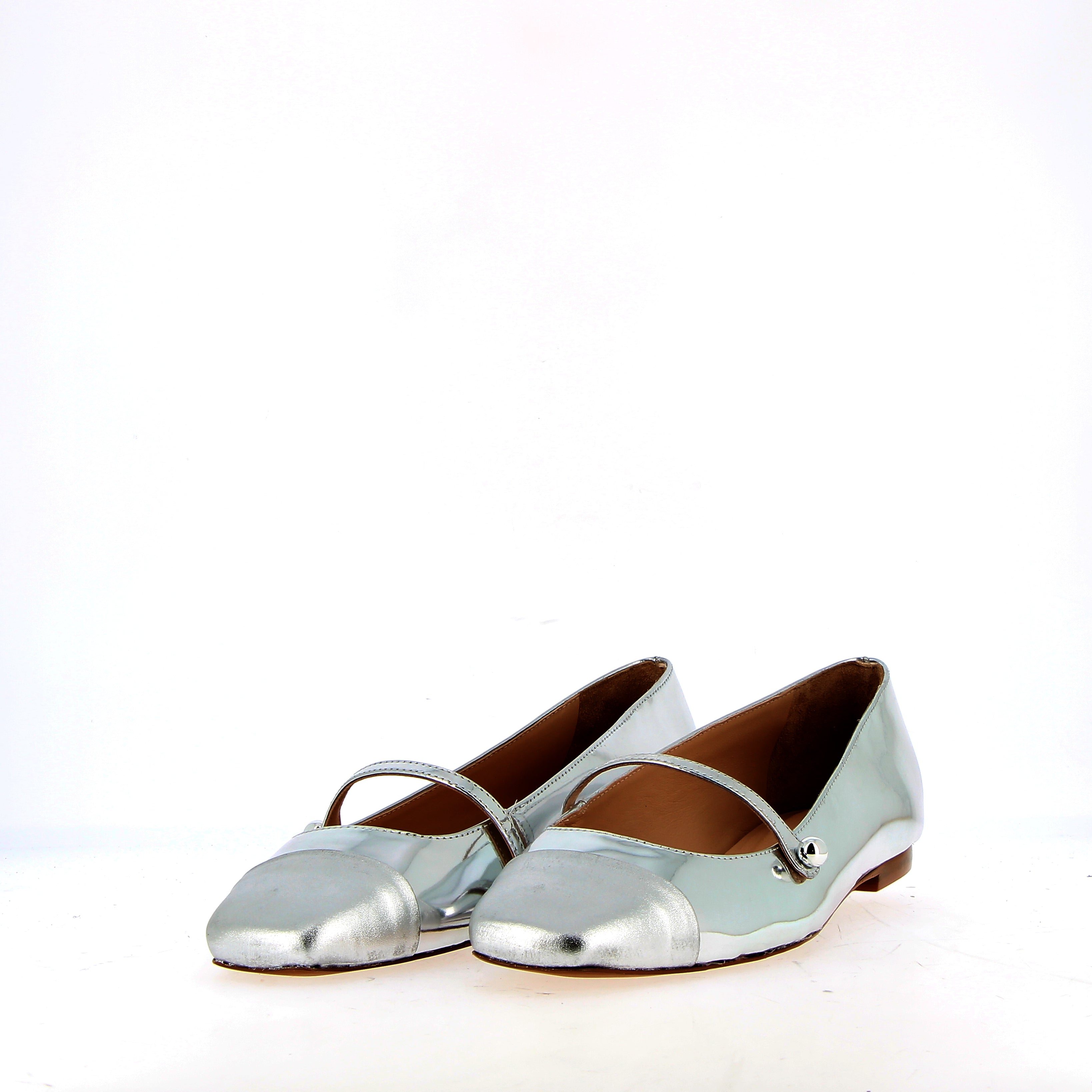 Ballerina con cinturino in pelle silver