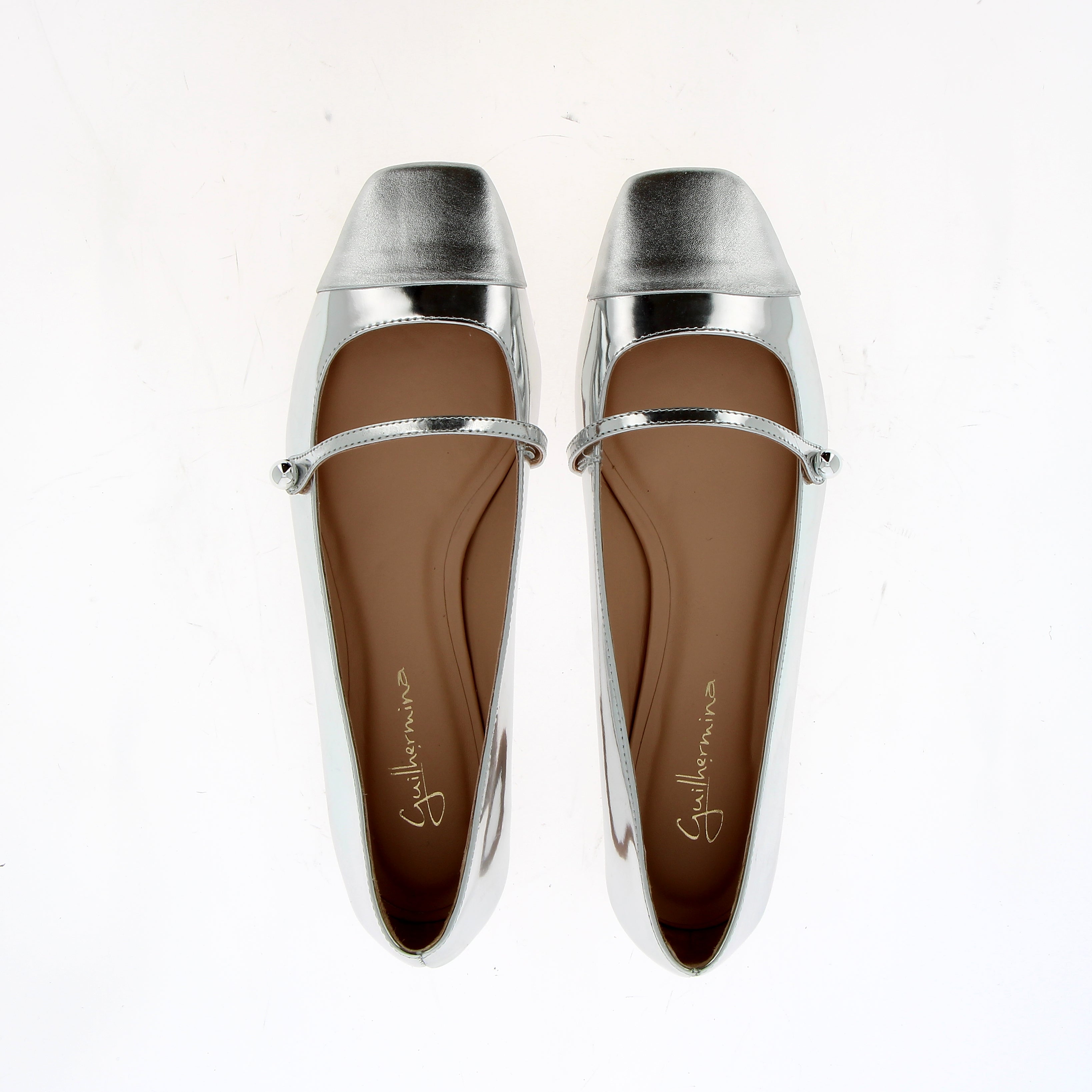 Ballerina con cinturino in pelle silver