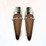 Ballerina con cinturino in pelle silver