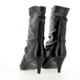Stivaletto arricciato in pelle nera