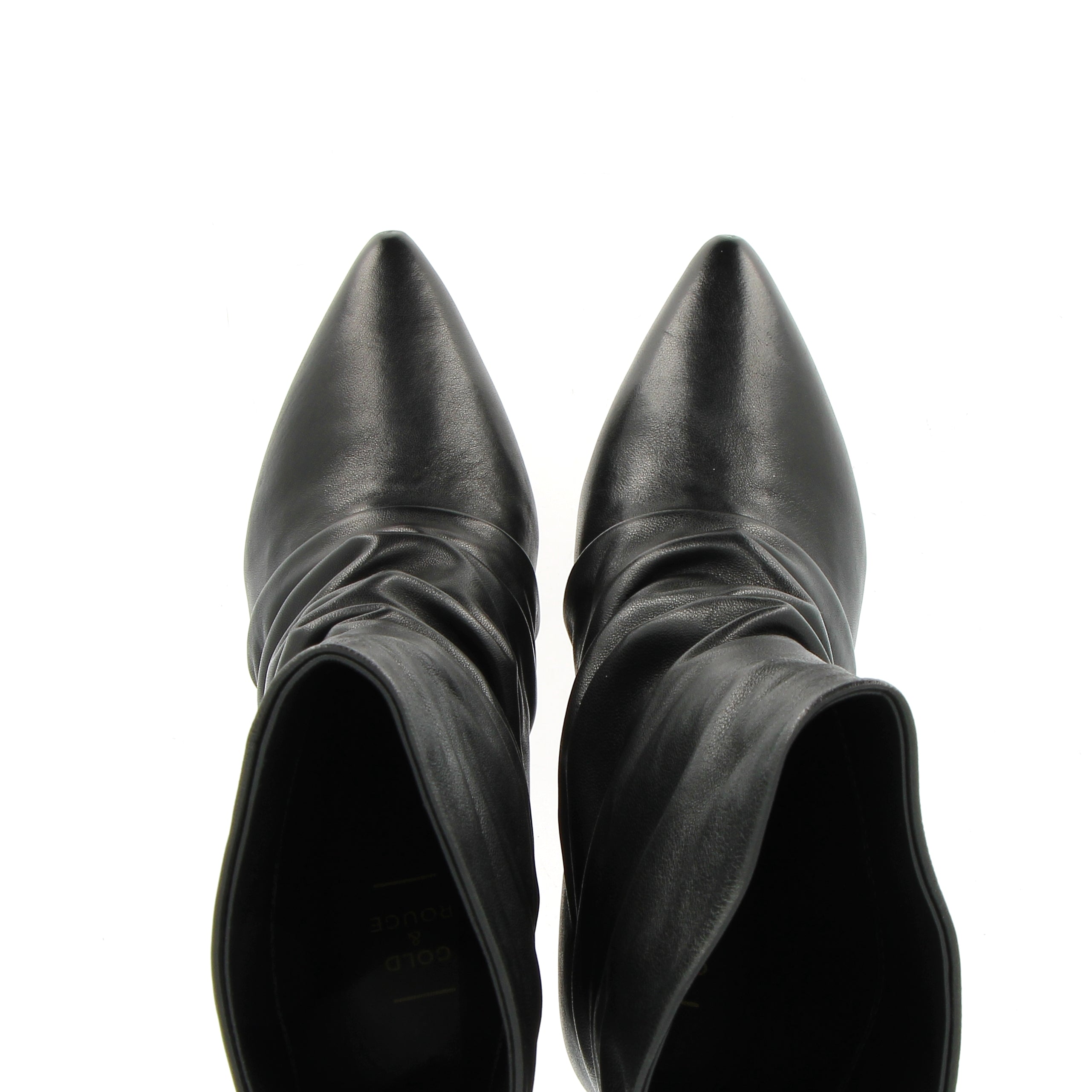 Stivaletto arricciato in pelle nera