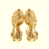 Nude leather sandal with silver rhinestones