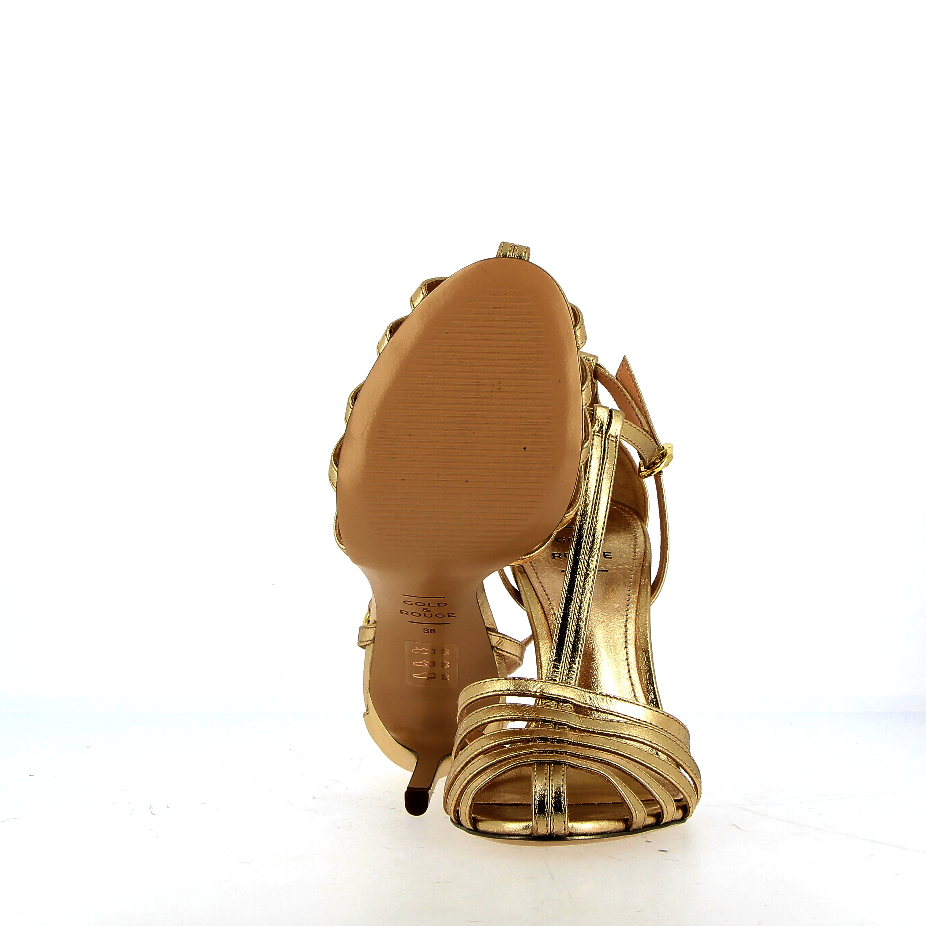 Nude leather sandal with silver rhinestones