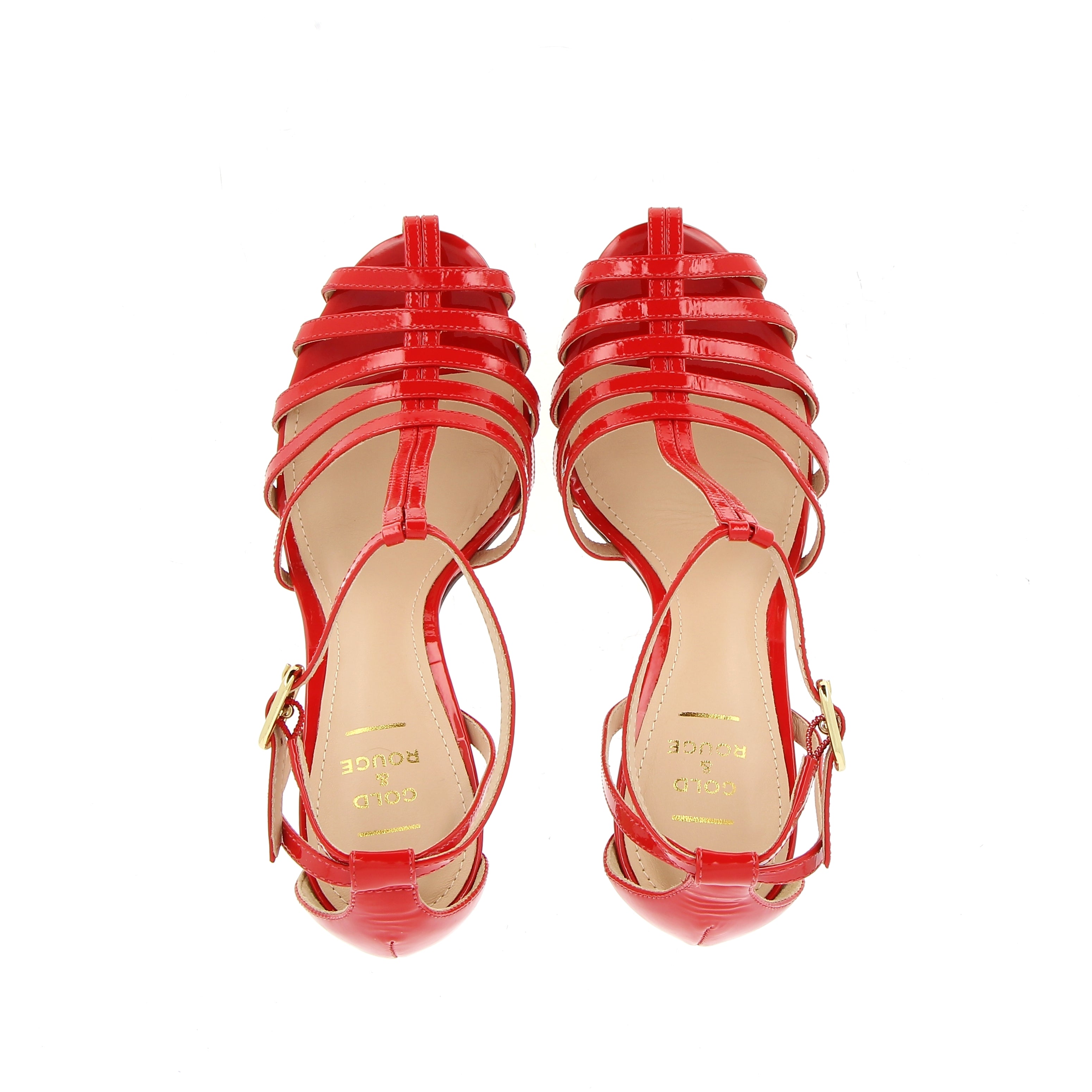 Nude leather sandal with silver rhinestones