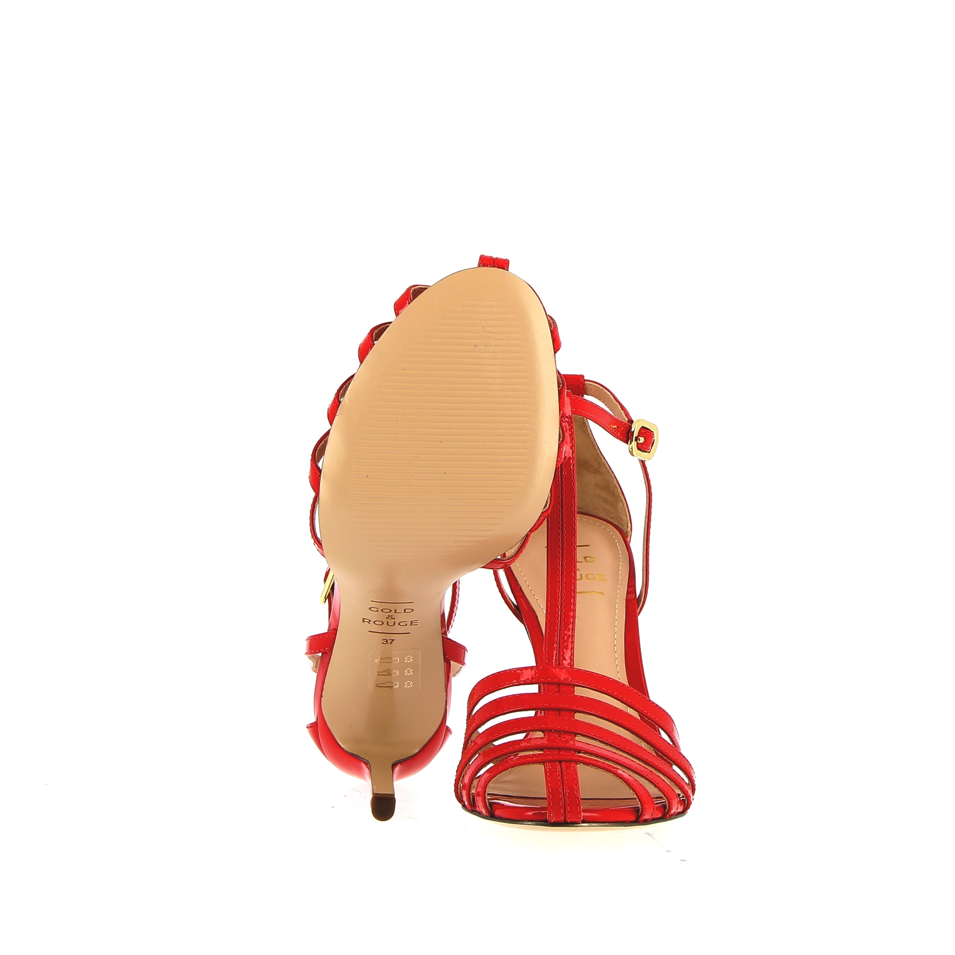 Nude leather sandal with silver rhinestones