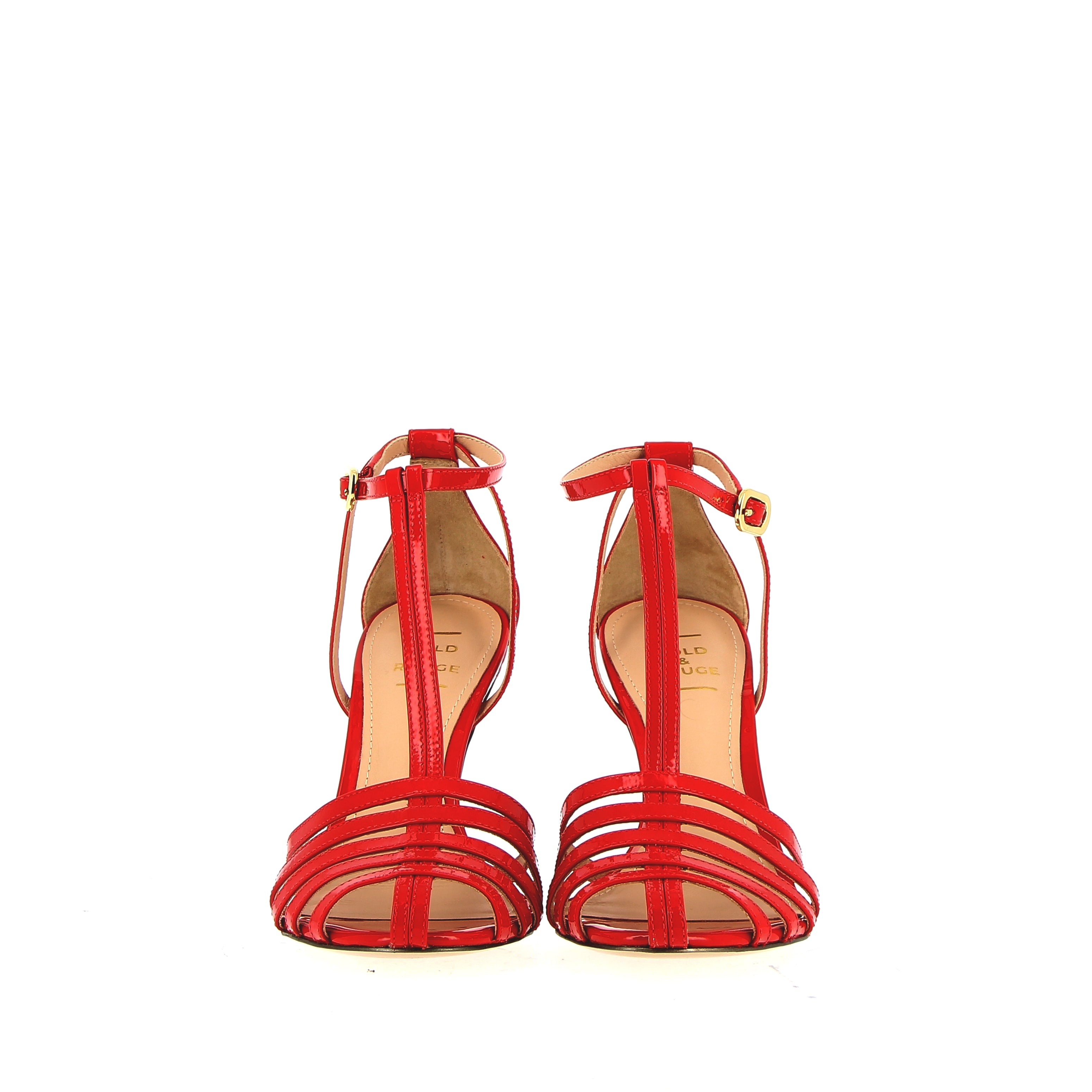 Nude leather sandal with silver rhinestones