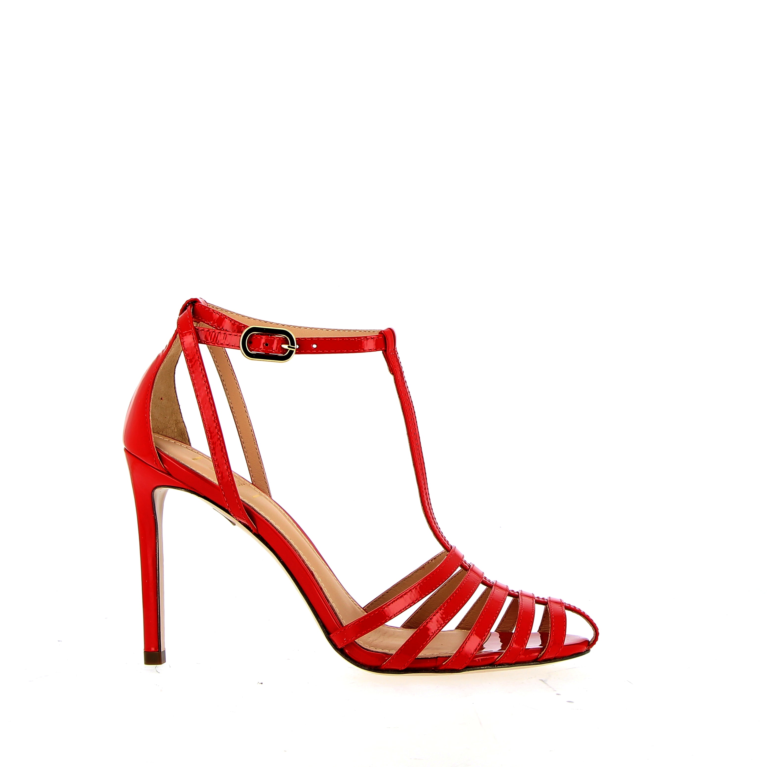 Nude leather sandal with silver rhinestones