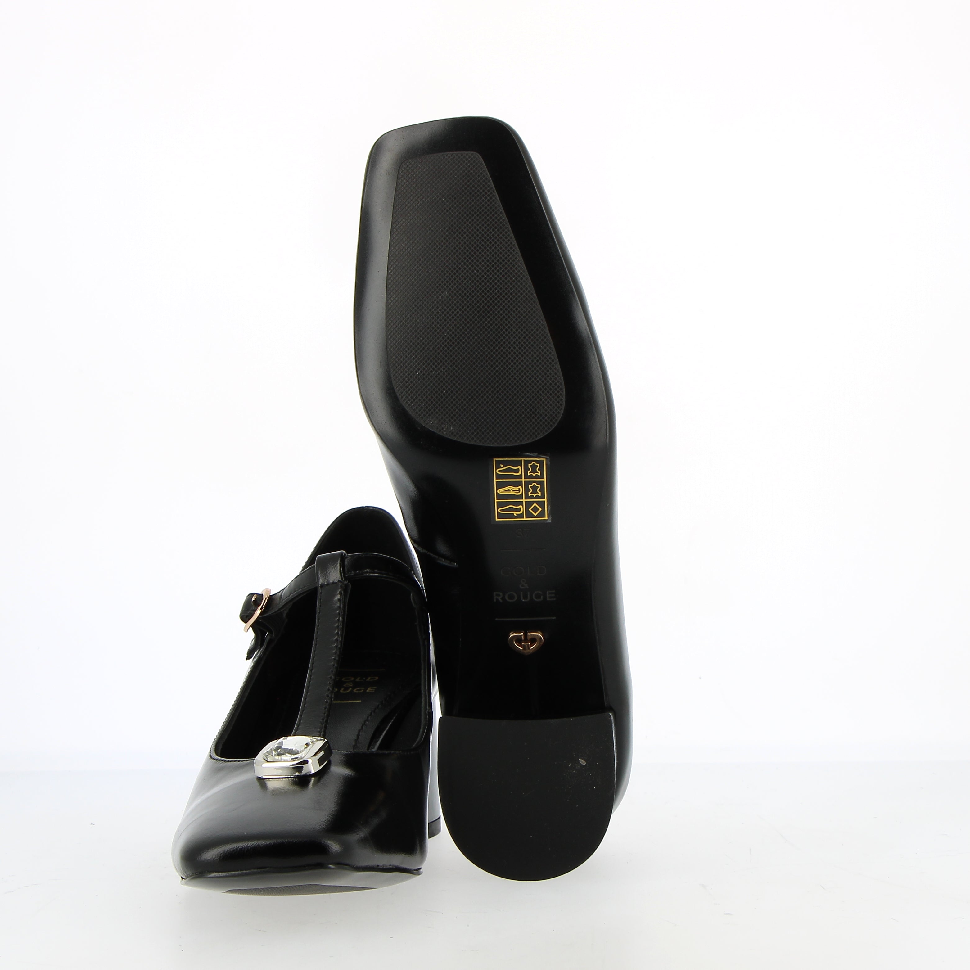 Scarpina a T in pelle nero