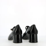 Scarpina a T in pelle nero