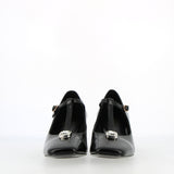 Scarpina a T in pelle nero