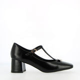 Scarpina a T in pelle nero