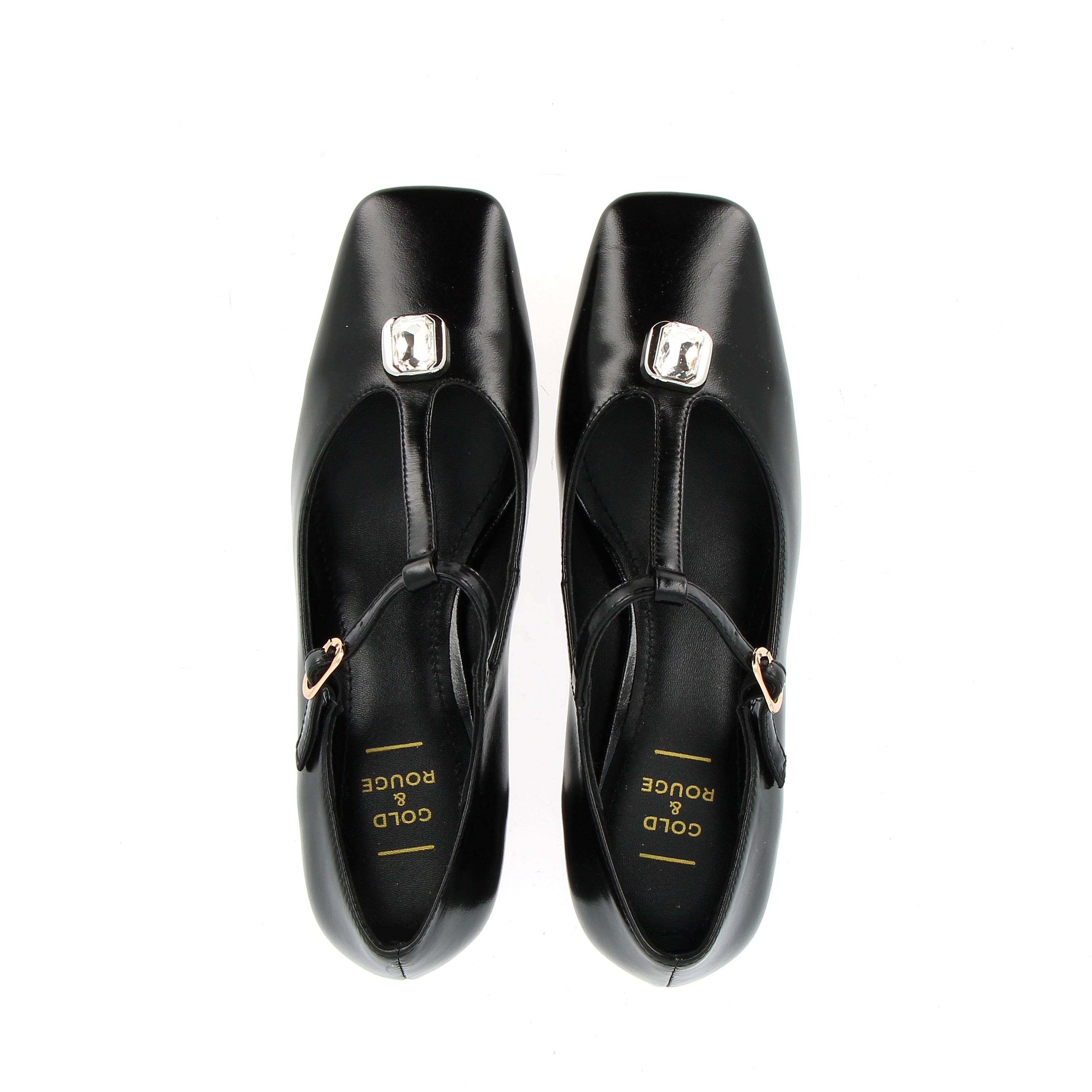 Scarpina a T in pelle nero