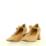 Scarpina a T in vernice nude