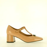 Scarpina a T in vernice nude