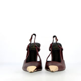 Slingback burgundy con punta oro