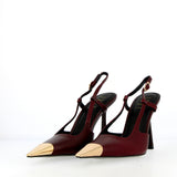 Slingback burgundy con punta oro