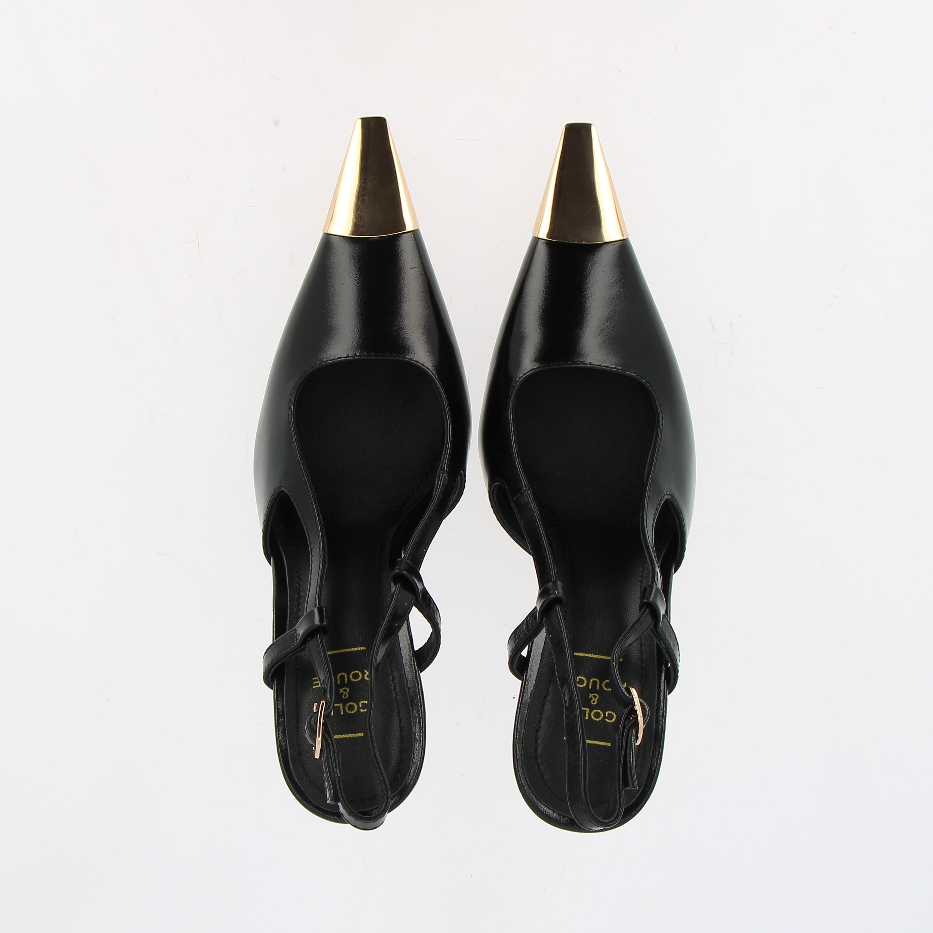 Slingback nero con punta oro