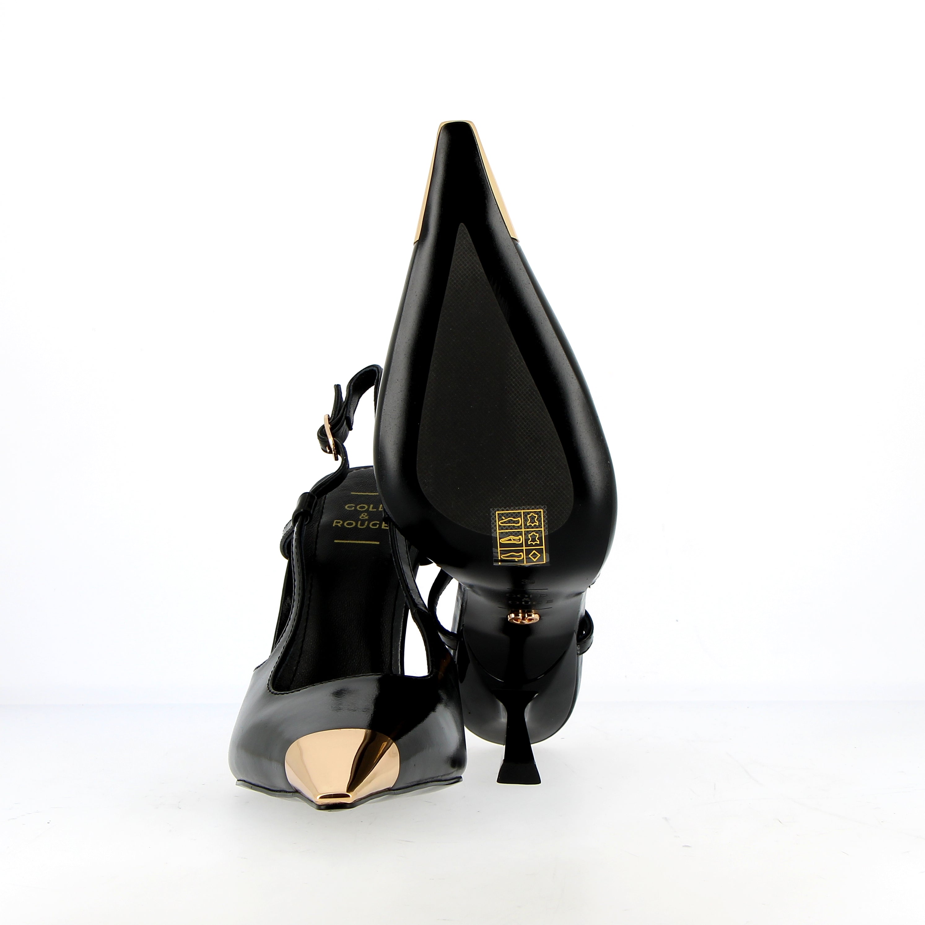 Slingback nero con punta oro