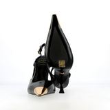 Slingback nero con punta oro