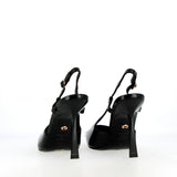 Slingback nero con punta oro