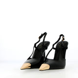 Slingback nero con punta oro