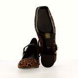 Scarpina in cavallino leopardato con cinturino a strap