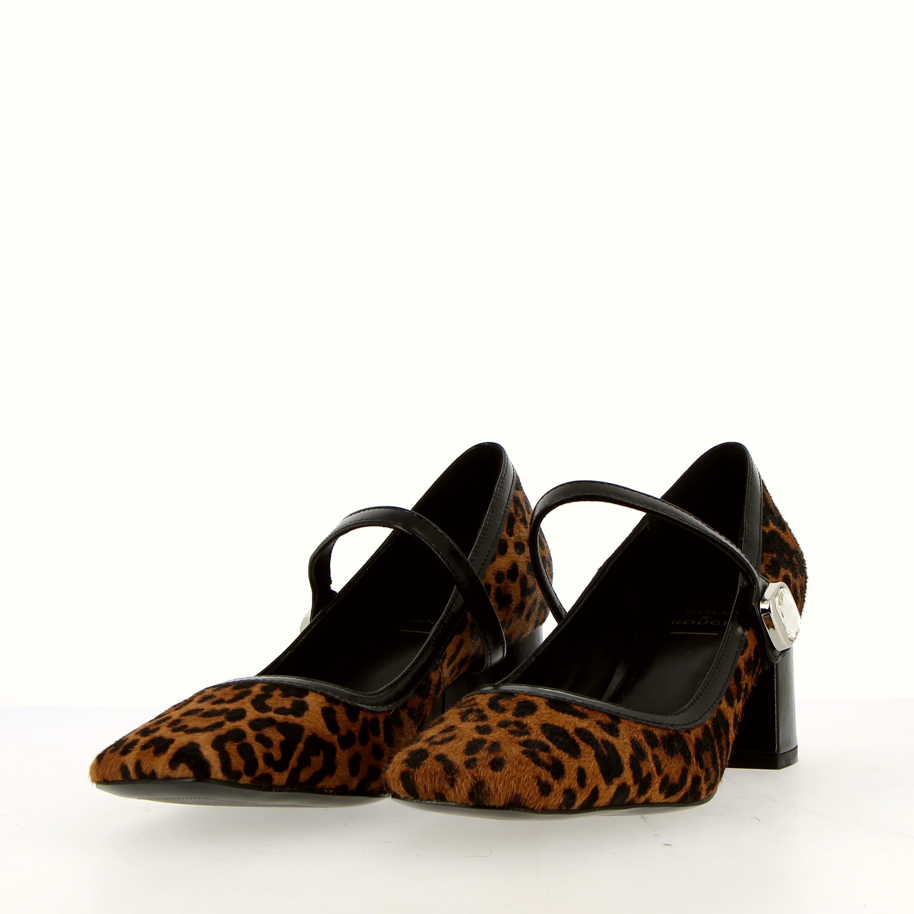 Scarpina in cavallino leopardato con cinturino a strap