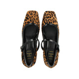 Scarpina in cavallino leopardato con cinturino a strap