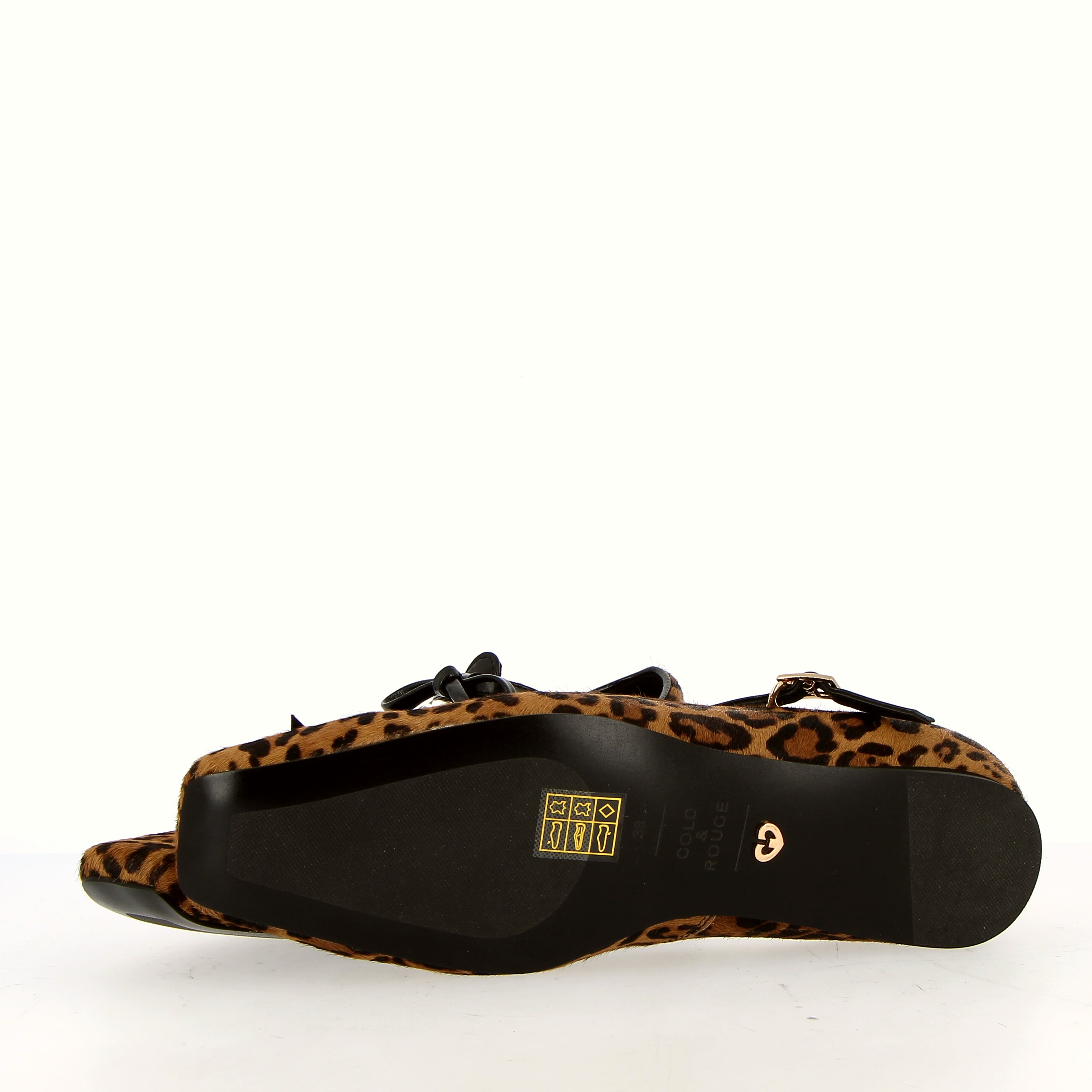 Leopard-print ballerina flats with strap and embellishment