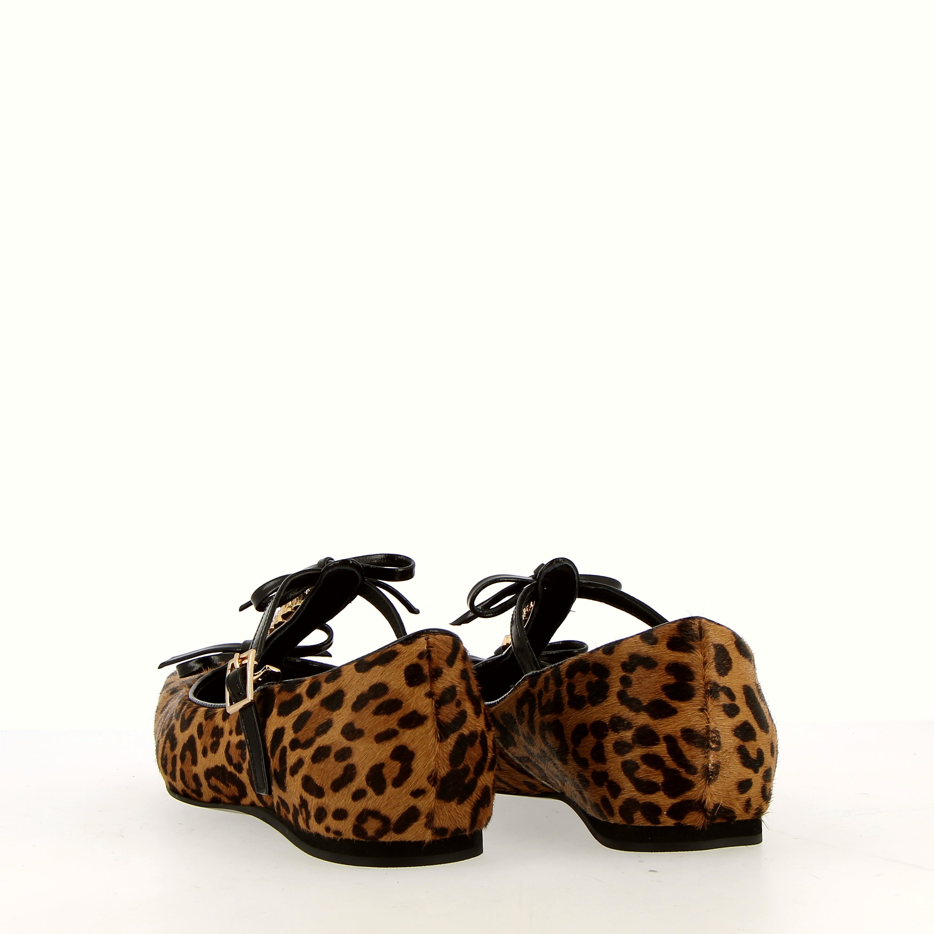 Leopard-print ballerina flats with strap and embellishment