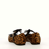 Leopard-print ballerina flats with strap and embellishment
