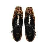 Leopard-print ballerina flats with strap and embellishment