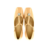 Scarpina a T in vernice nude