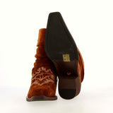 Suede leather cowboy-style ankle boot