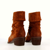 Suede leather cowboy-style ankle boot