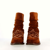 Suede leather cowboy-style ankle boot