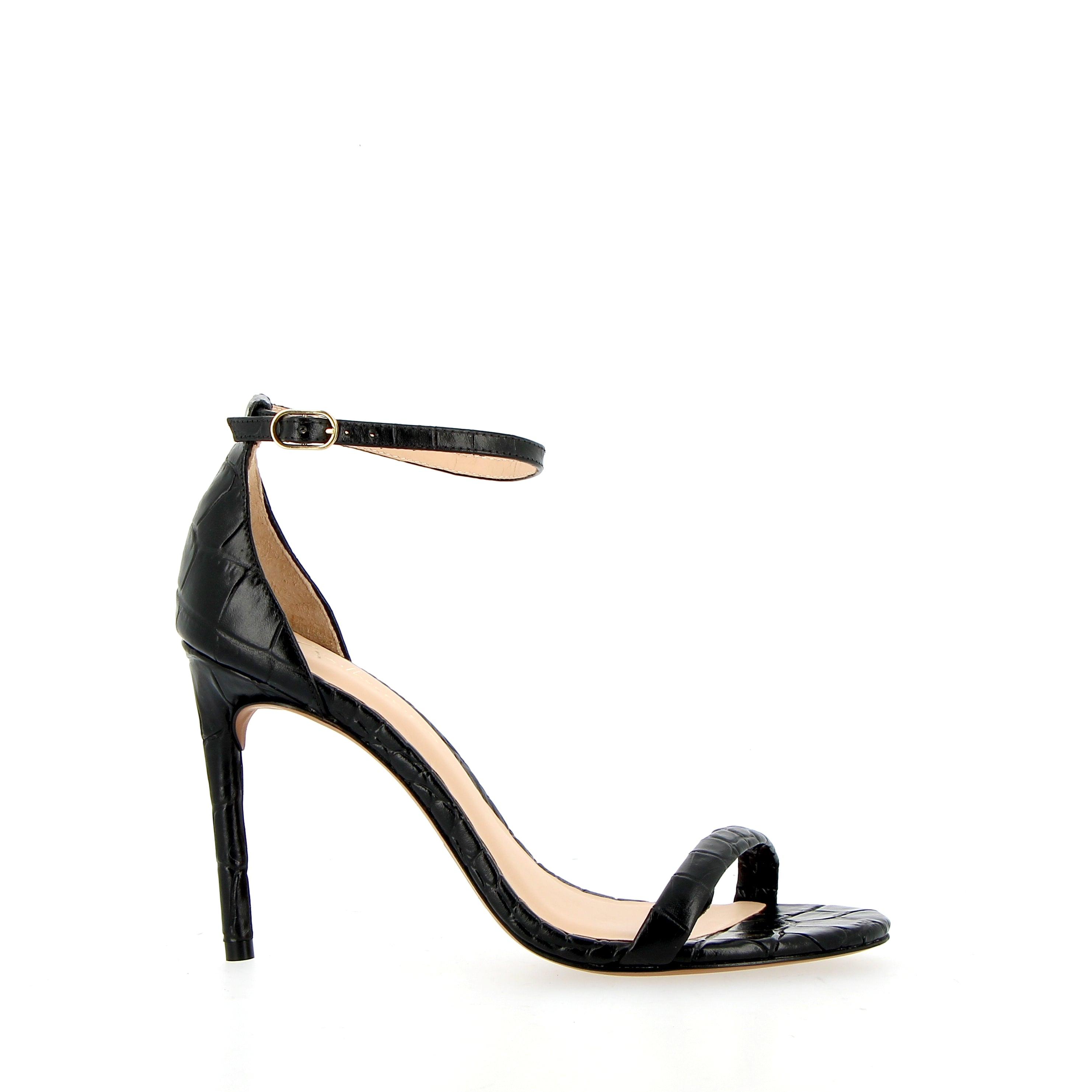 Sandalo finitura cocco nero alto