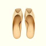 Sandalo mule in pelle lacca beige