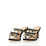 Sandalo mule camoscio nero con fiocchetti