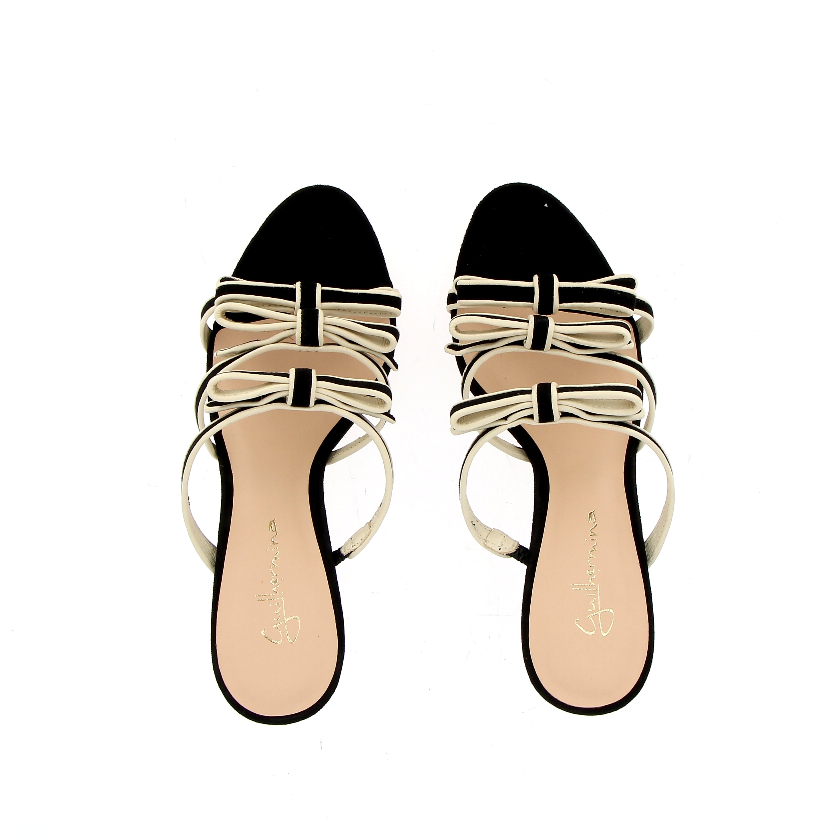 Sandalo mule camoscio nero con fiocchetti