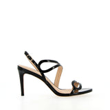 Sandalo in vernice nero tacco alto