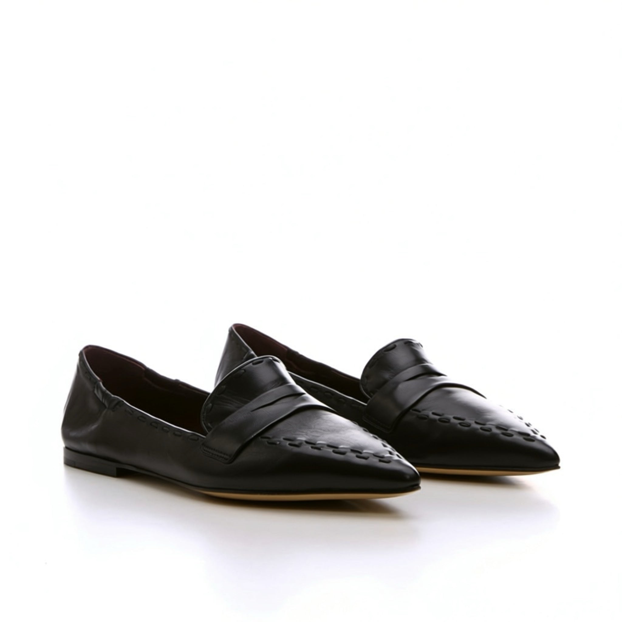 Mocassino a punta in nappa da guanto nero
