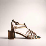Sandalo Gladiator Giulia in morbida pelle laminata bronzo