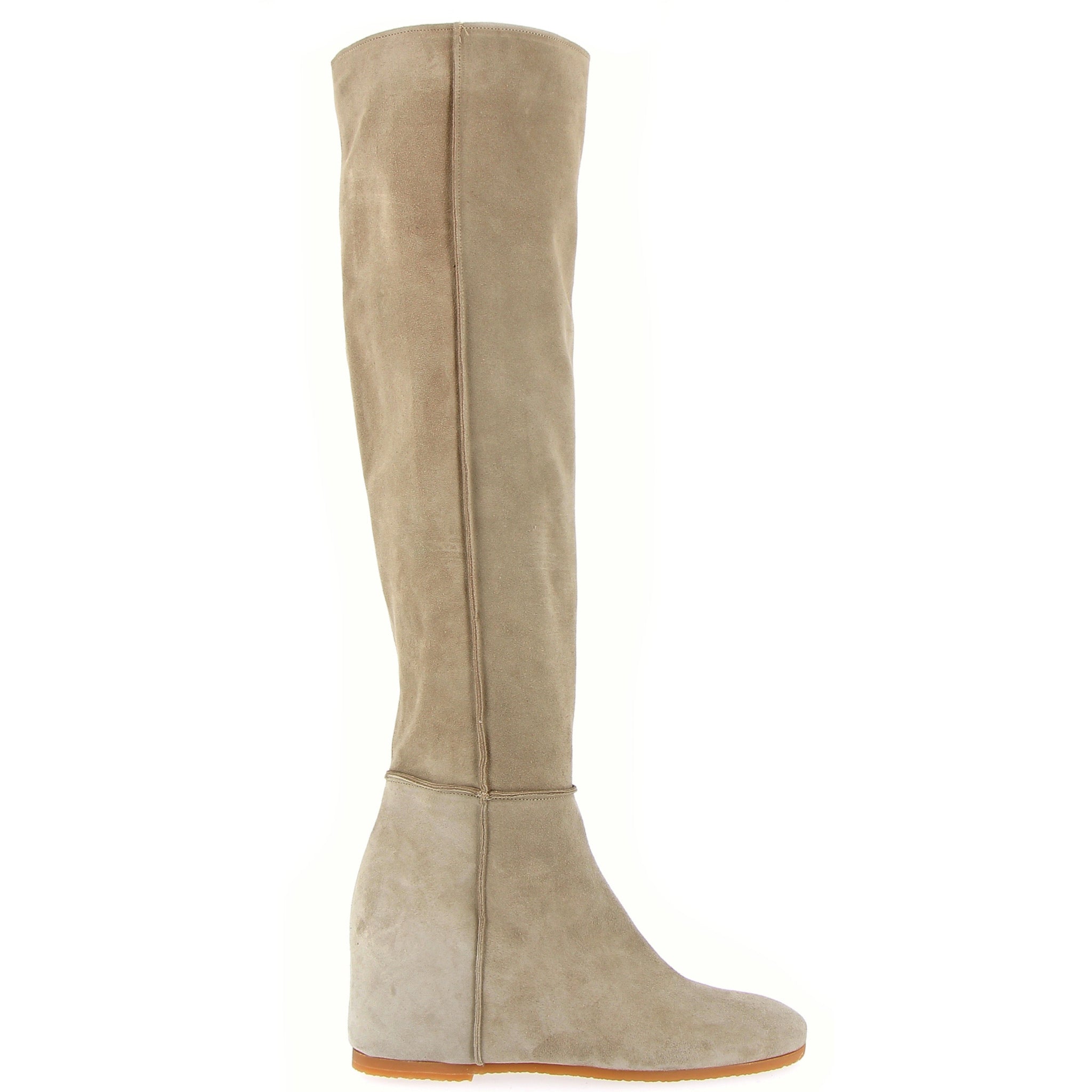 Boot in sand-colored suede with internal wedge