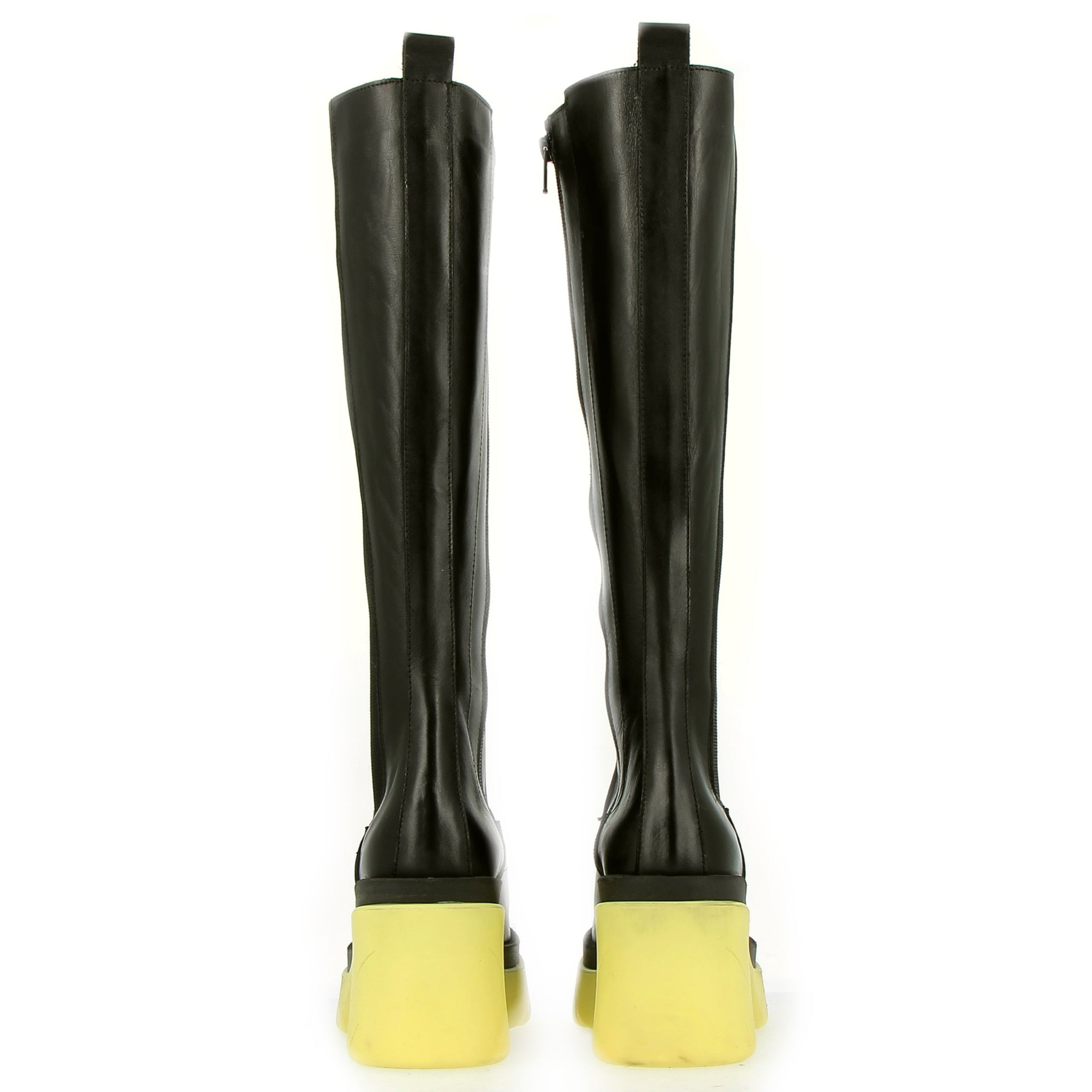 Boot with elastic and internal zip yellow sole