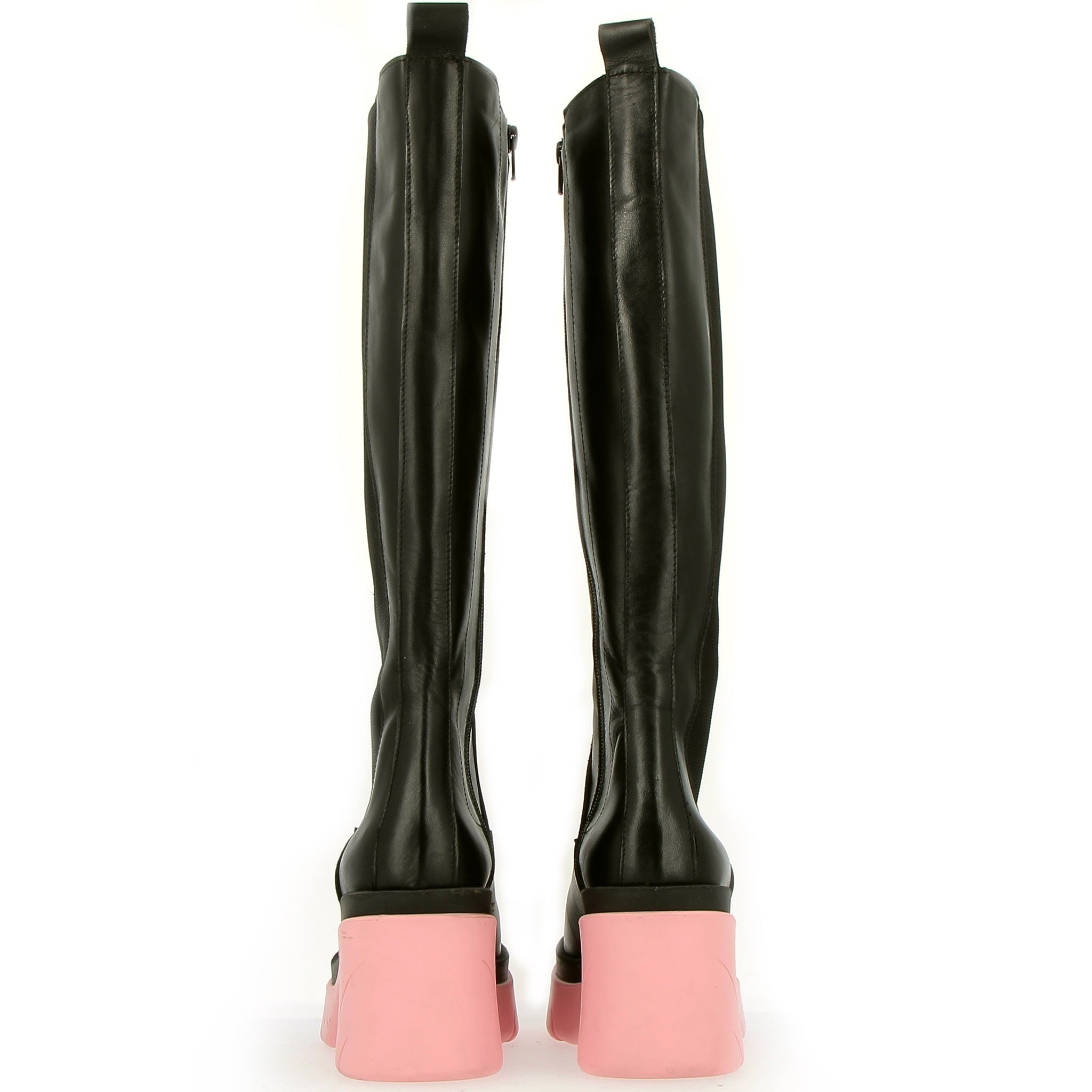 Boot with elastic and internal zip pink sole